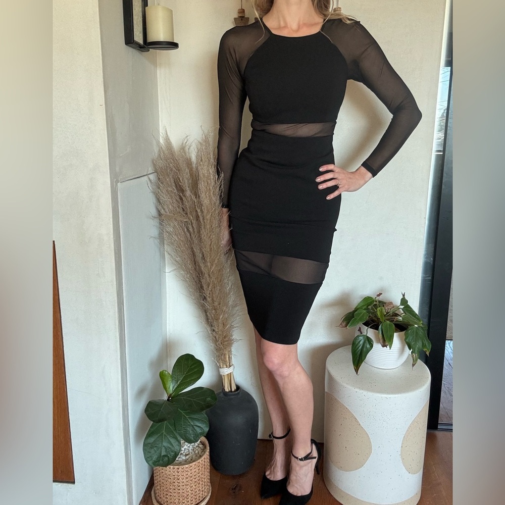 Jay Godfrey sheer panel crepe sheath dress